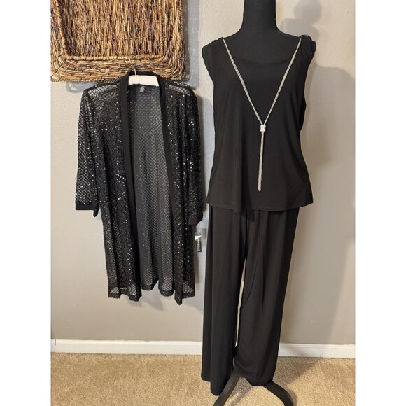 R & M Richards 10 Black 3 Pc Set Jacket Pant Suit Party Wedding Guest $190 NEW - Picture 8 of 16